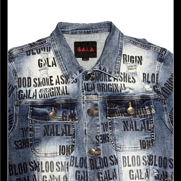 🔥🔥🔥GALA Blue Graphic Denim Jacket for Men Size: Medium 🔥🔥🔥 - Picture 2 of 5
